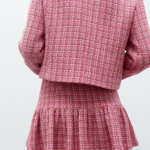 Zara Pink Tweed Mini Skort - Picture 2 of 6
